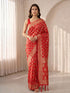 Women's Red Cotton-Silk Ethnic Motifs Saree With Unstitched Blouse Piece