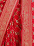 Women's Red Cotton-Silk Ethnic Motifs Saree With Unstitched Blouse Piece