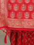 Women's Red Cotton-Silk Ethnic Motifs Saree With Unstitched Blouse Piece