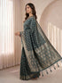 Women's Turquoise Blue Cotton-Silk Ethnic Motifs Saree With Unstitched Blouse Piece