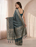 Women's Turquoise Blue Cotton-Silk Ethnic Motifs Saree With Unstitched Blouse Piece