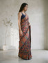 Women's Navy Blue Moonga-Silk Ethnic Motifs Saree With Unstitched Blouse Piece