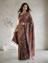Women's Navy Blue Moonga-Silk Ethnic Motifs Saree With Unstitched Blouse Piece