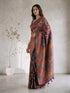 Women's Navy Blue Moonga-Silk Ethnic Motifs Saree With Unstitched Blouse Piece