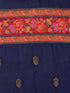Women's Navy Blue Moonga-Silk Ethnic Motifs Saree With Unstitched Blouse Piece