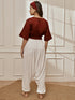 Women's Maroon Cambric Cotton Crop Top With White Cotton Lycra Harem Pants Yoga Set
