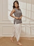 Women's Grey Embroidered Yoga Kurta With White Dhoti Pants