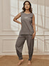 Women's Grey Ethnic Embroidered Yoga Sleeveless Kurta With Straight Pants