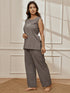 Women's Grey Ethnic Embroidered Yoga Sleeveless Kurta With Straight Pants