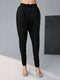 Women Black Viscose Solid Churidar Pants Regular Fit
