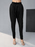 Women Black Viscose Solid Churidar Pants Regular Fit