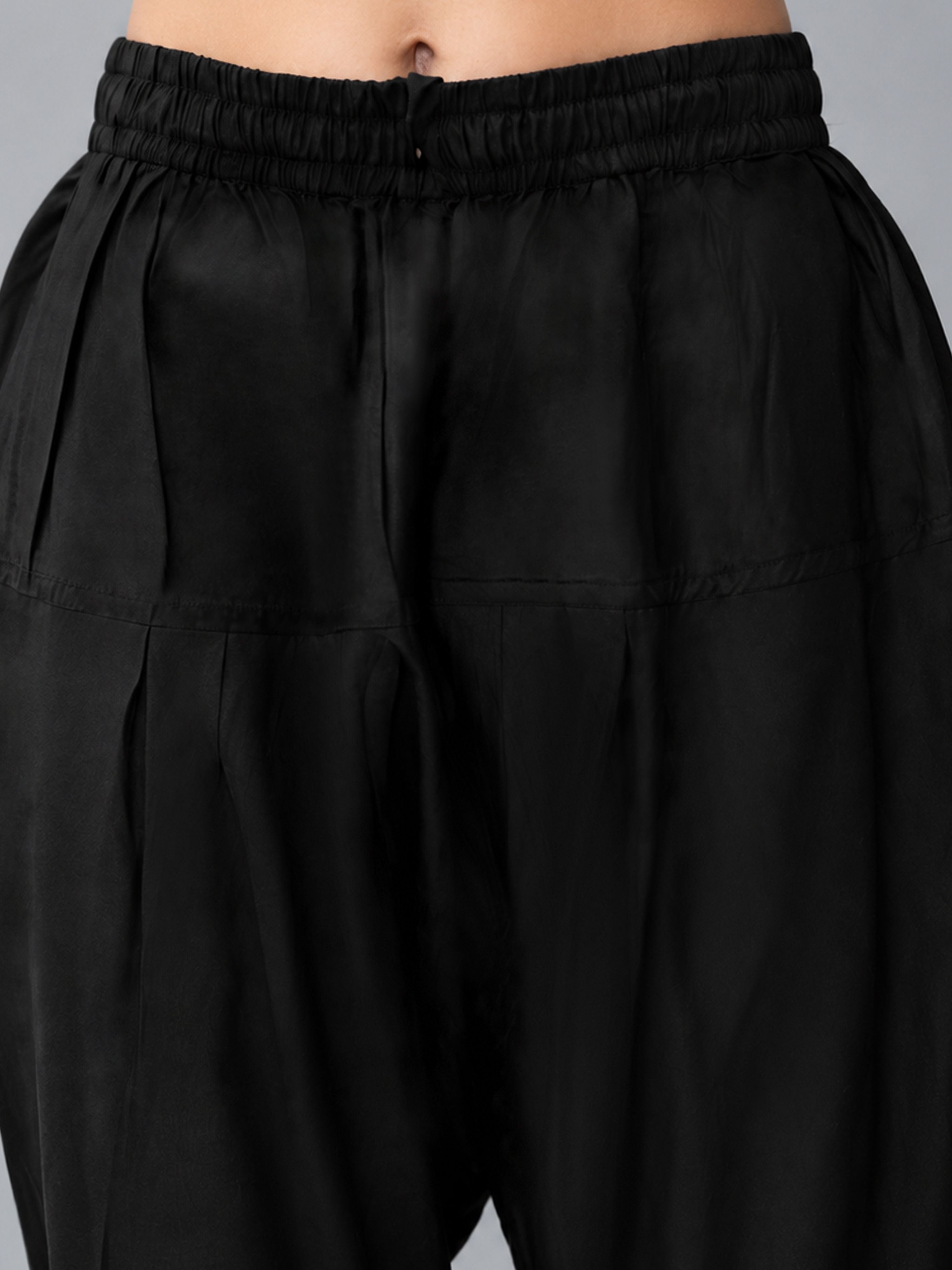 Women's Black Viscose Solid Churidar