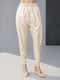 Women's Cream Viscose Solid Churidar Pants | Elastic Waist