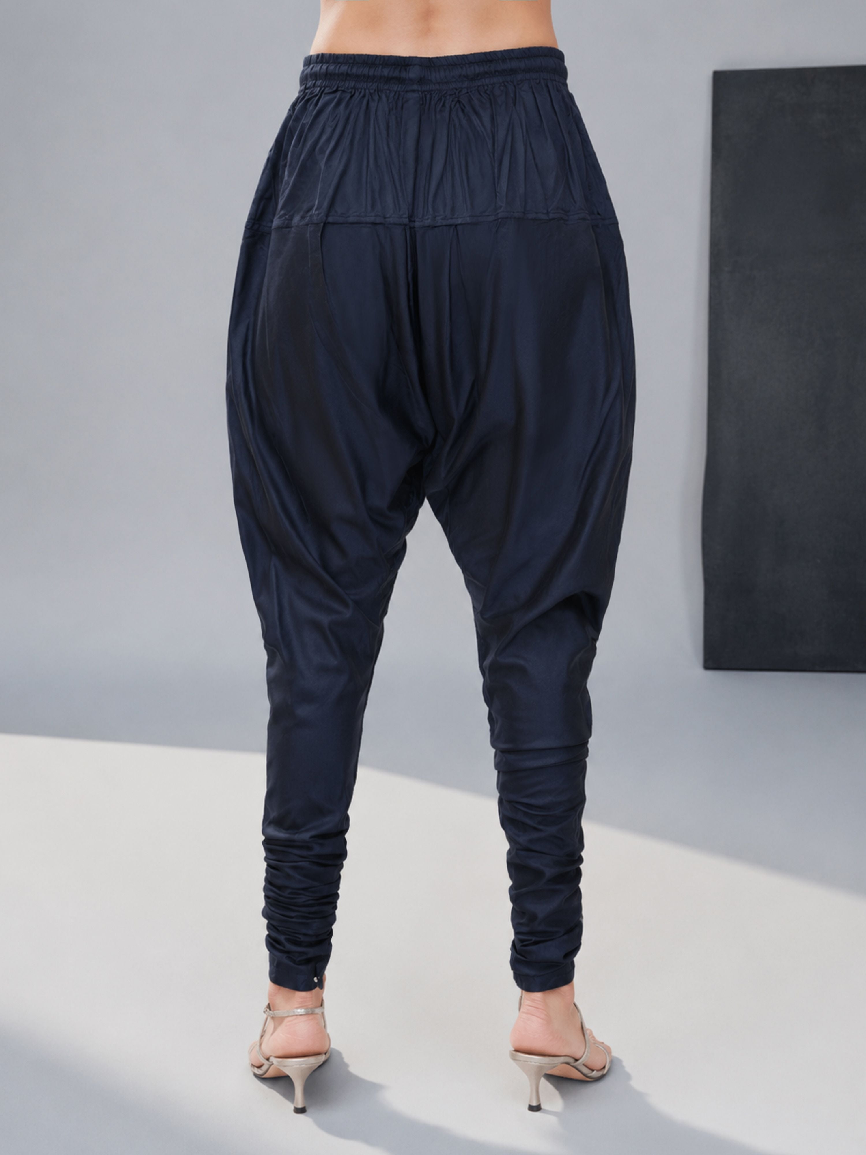 Women's Navy Blue Viscose Solid Churidar