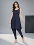 Women's Navy Blue Viscose Solid Churidar