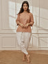 Women's Rose Pink Cotton Linen Kurta With White Cambric Dhoti Pants Yoga Set