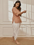 Women's Rose Pink Cotton Linen Kurta With White Cambric Dhoti Pants Yoga Set