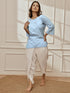 Women's Aqua Cambric Cotton Kurta With White Cambric Dhoti Pants Yoga Set