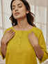 Women's Olive Green Cambric Cotton Round Neck Yoga Kurta