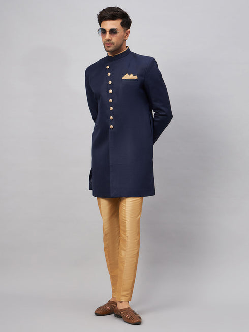 Men's Navy Blue Indo Western Set