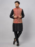 Men's Maroon Silk Blend Jacket With Kurta Pant Set