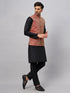Men's Maroon Silk Blend Jacket With Kurta Pant Set