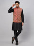 Men's Maroon Silk Blend Jacket With Kurta Pant Set
