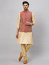 Men's Maroon Silk Blend Jacket With Kurta Pyjama Set