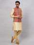 Men's Maroon Silk Blend Jacket With Kurta Pyjama Set