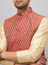 Men's Maroon Silk Blend Jacket With Kurta Pyjama Set