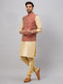 Men's Maroon Silk Blend Jacket With Kurta Pyjama Set