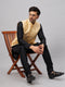 Men's Gold Zari Weaved Jacket With Kurta Pyjama Set