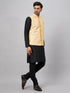 Men's Gold Zari Weaved Jacket With Kurta Pyjama Set