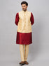 Men's Gold Zari Weaved Jacket With Kurta Pant Set