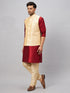 Men's Gold Zari Weaved Jacket With Kurta Pant Set