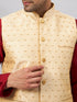 Men's Gold Zari Weaved Jacket With Kurta Pant Set