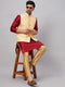 Men's Gold Zari Weaved Jacket With Kurta Pant Set