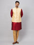 Men's Gold Zari Weaved Jacket With Kurta Pant Set