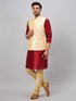 Men's Gold Zari Weaved Jacket With Kurta Pyjama Set