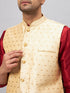 Men's Gold Zari Weaved Jacket With Kurta Pyjama Set