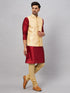 Men's Gold Zari Weaved Jacket With Kurta Pyjama Set