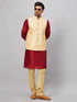 Men's Gold Zari Weaved Jacket With Kurta Pyjama Set