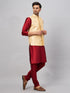 Men's Gold Zari Weaved Jacket With Kurta Pyjama Set