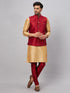 Men's Maroon Zari Weaved Jacket With Kurta Pant Set