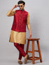 Men's Maroon Zari Weaved Jacket With Kurta Pant Set