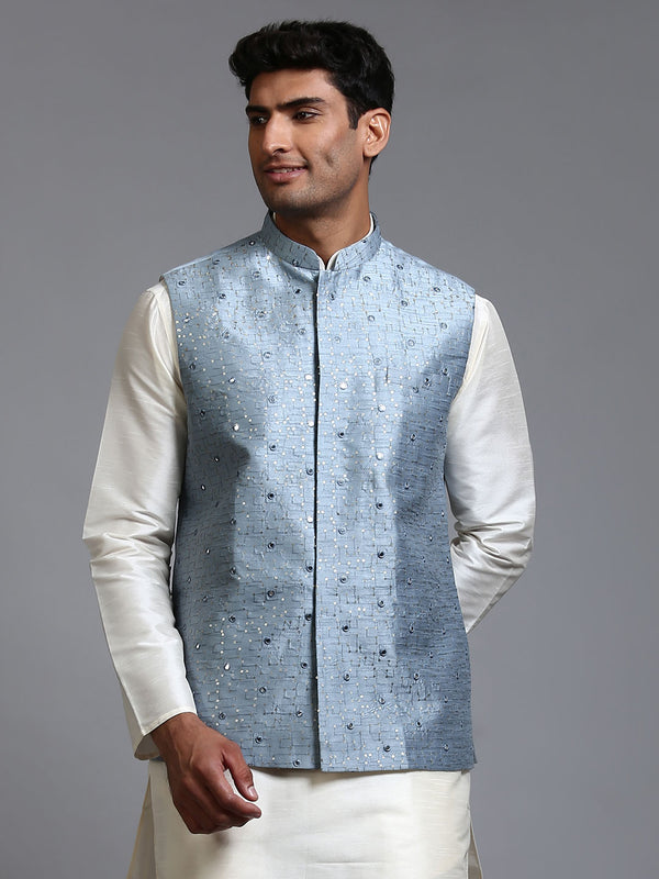 Men's Grey Embellished Jacket