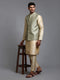 Men's Mehndi Green Embellished Jacket With Gold Kurta Pant Set