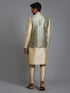 Men's Mehndi Green Embellished Jacket With Gold Kurta Pant Set