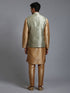 Men's Mehndi Green Embellished Jacket With Rose Gold Kurta Pant Set