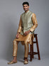 Men's Mehndi Green Embellished Jacket With Rose Gold Kurta Pant Set
